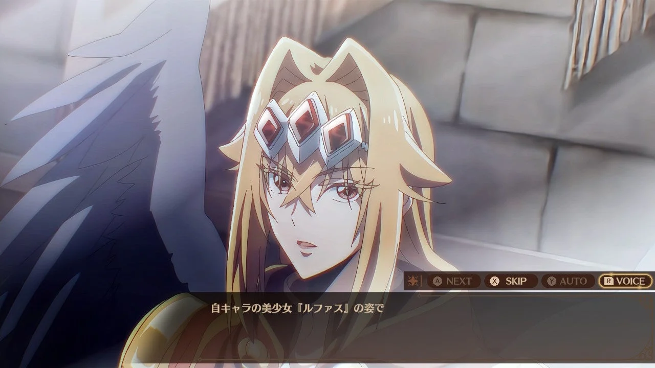 ゲーム内のイベントシーンで会話するルファス