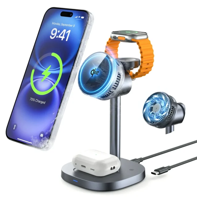 RORRY A8 Qi2冷却ファン付き3in1ワイヤレス充電スタンド