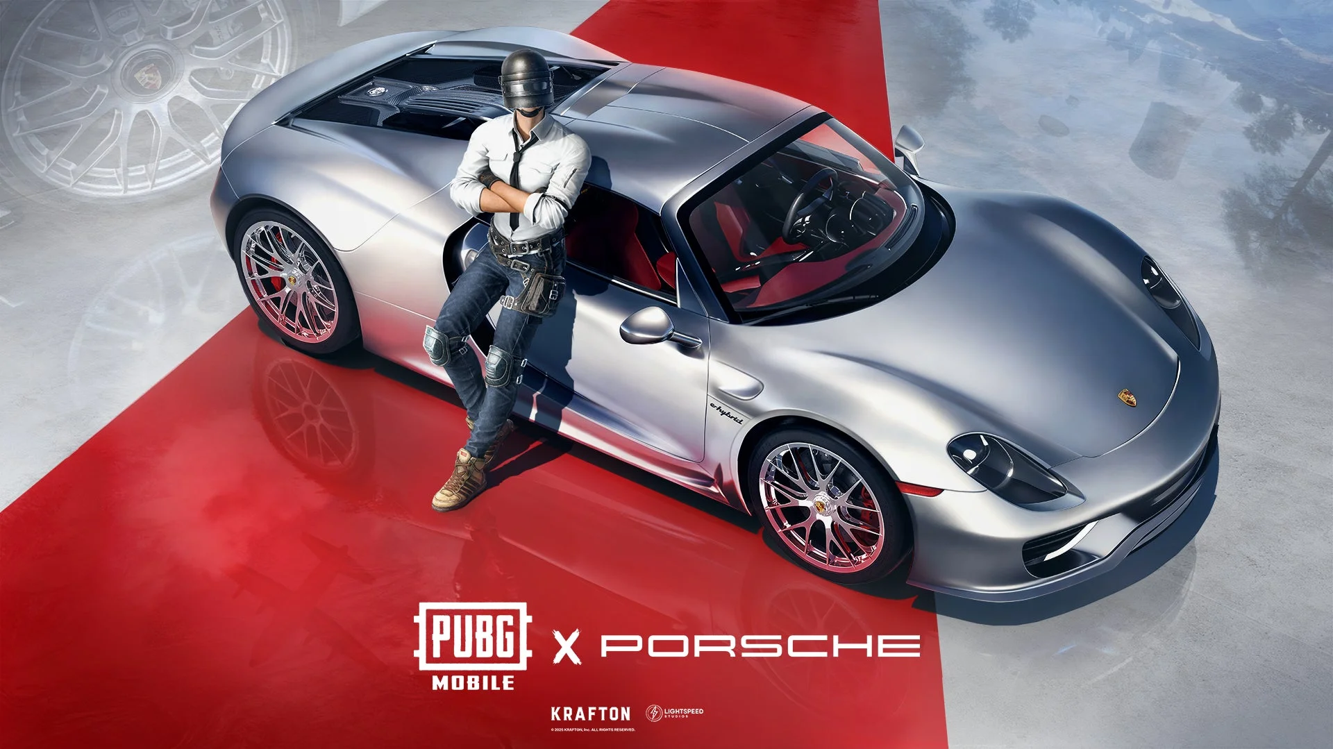 PUBG MOBILEのキャラクターとPorsche 918 Spyder