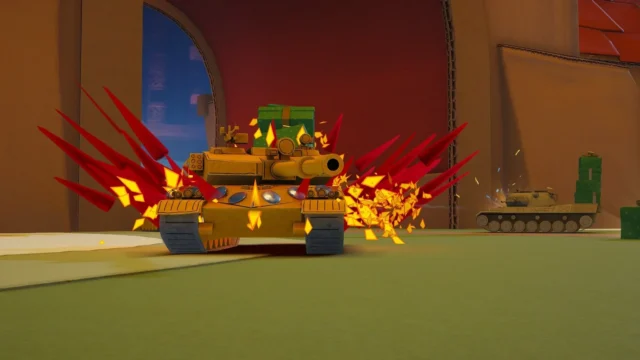 ウィンター・レイドイベントで攻撃を受ける戦車のゲーム画面。