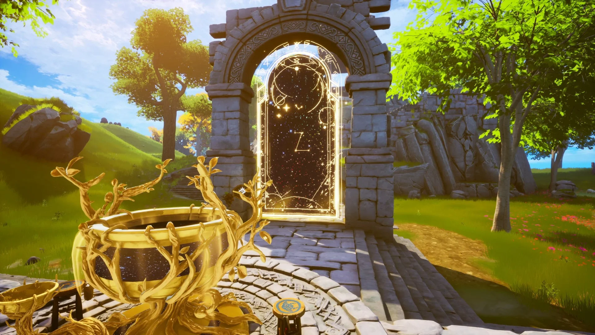 『クラウドハイム』のクラフトシステムや冒険の出発点となるポータル。