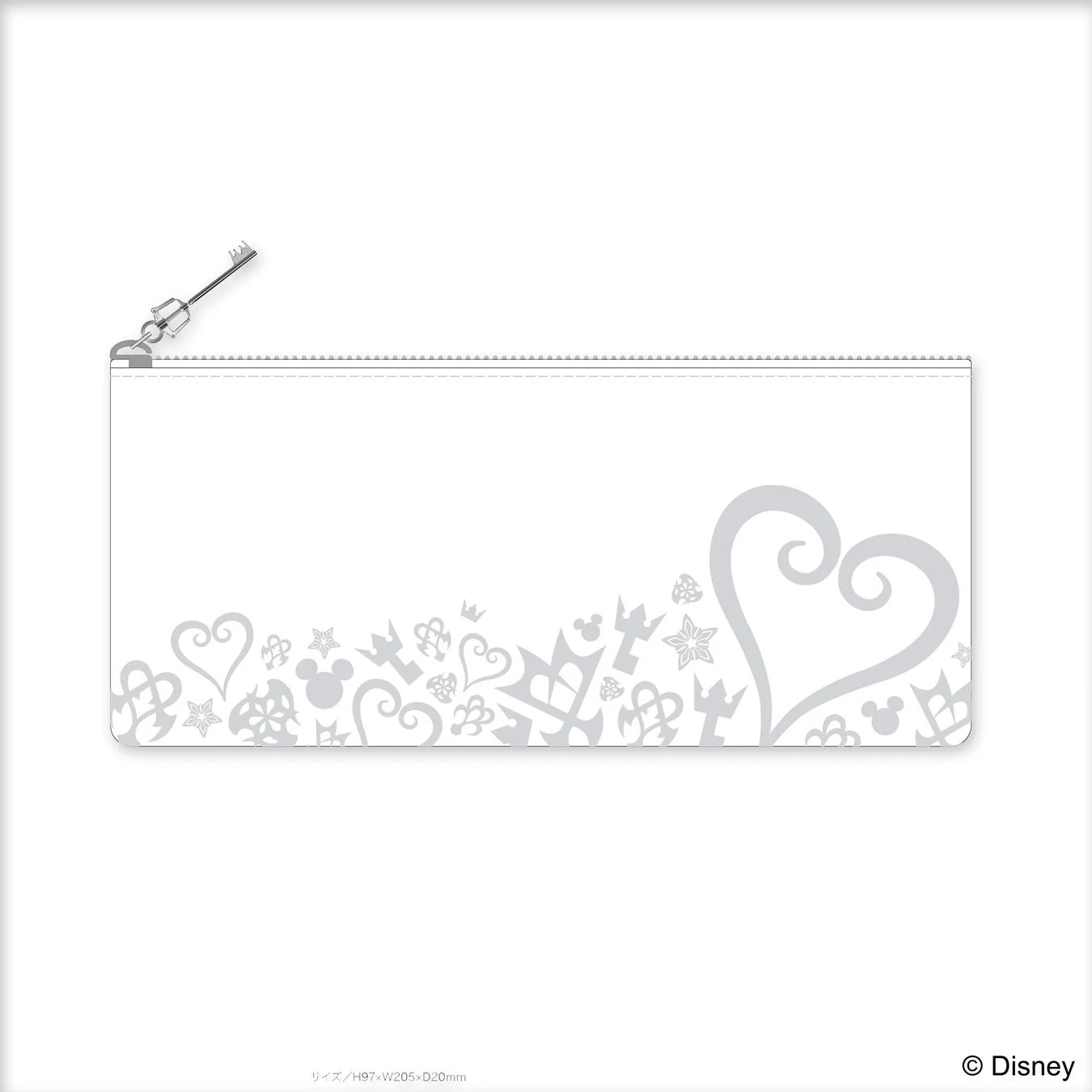 キングダムハーツデザインの白いフラットペンケース