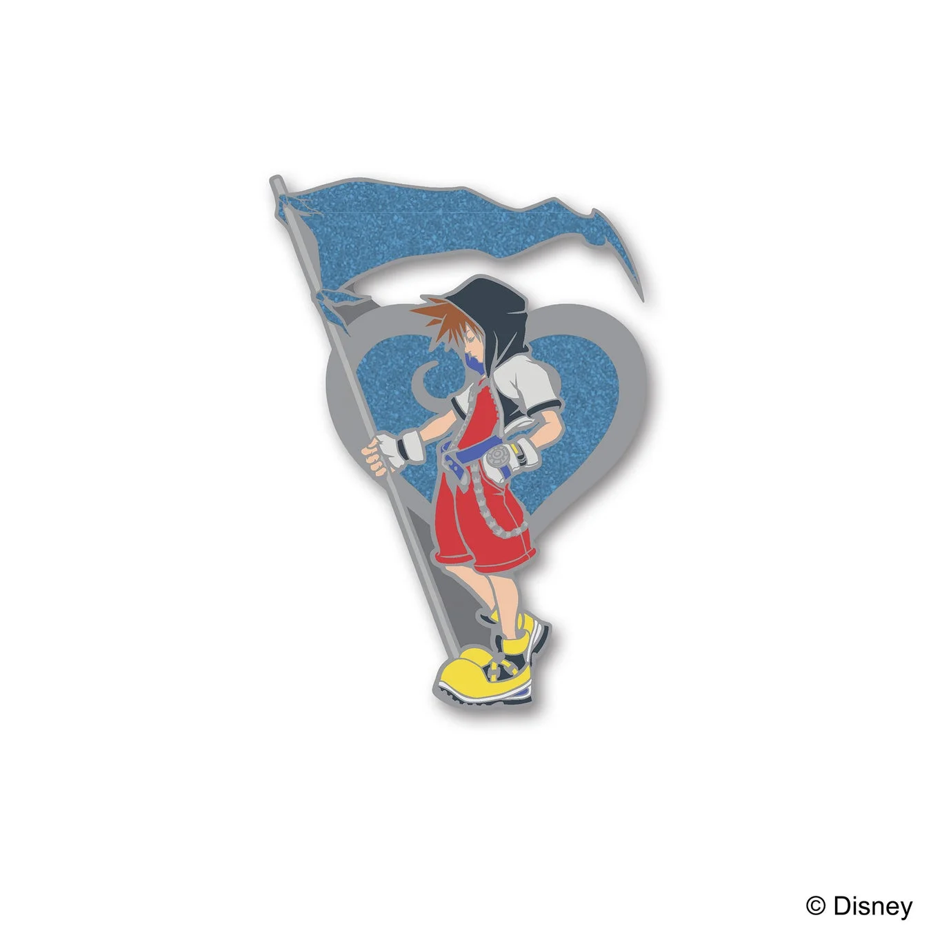 ソラのイラストがデザインされたピンズ