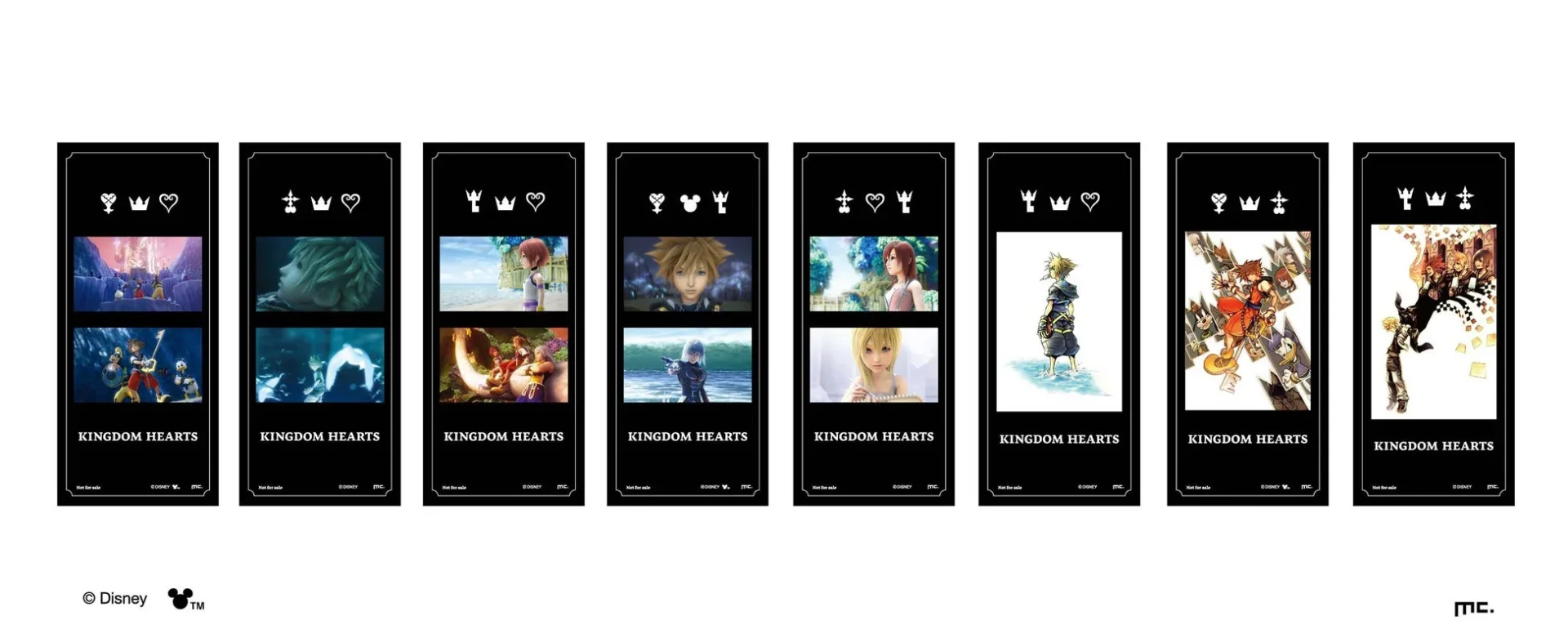 キングダムハーツ ホログラムしおり第1弾の全8柄イメージ