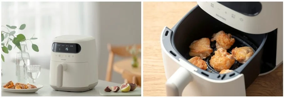 過熱水蒸気エア フライヤー本体と調理された料理