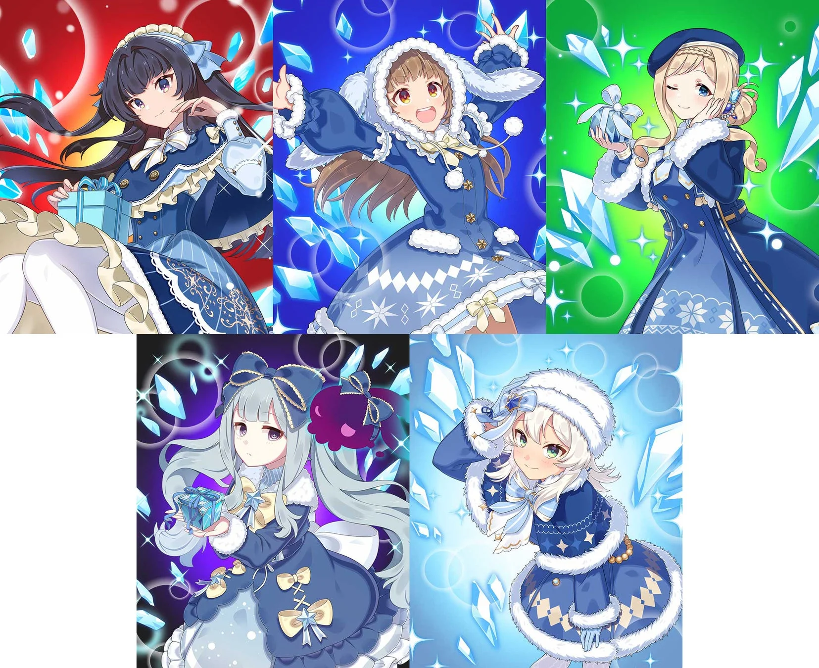 クリスマス衣装の【氷晶】シリーズ使い魔たち