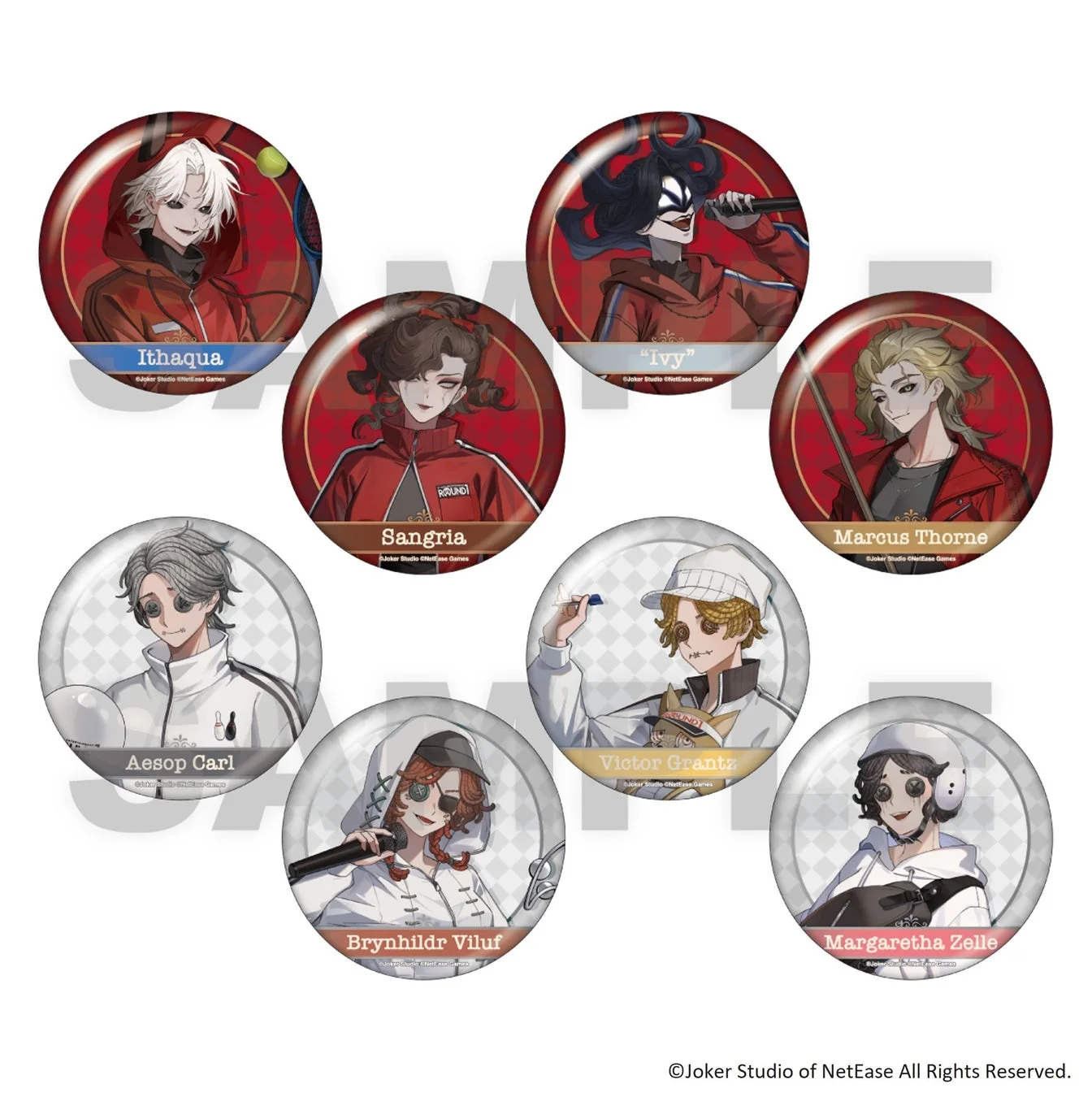 「IdentityV 第五人格」×ROUND1コラボ トレーディングホログラム缶バッジ 等身ver. 全8種