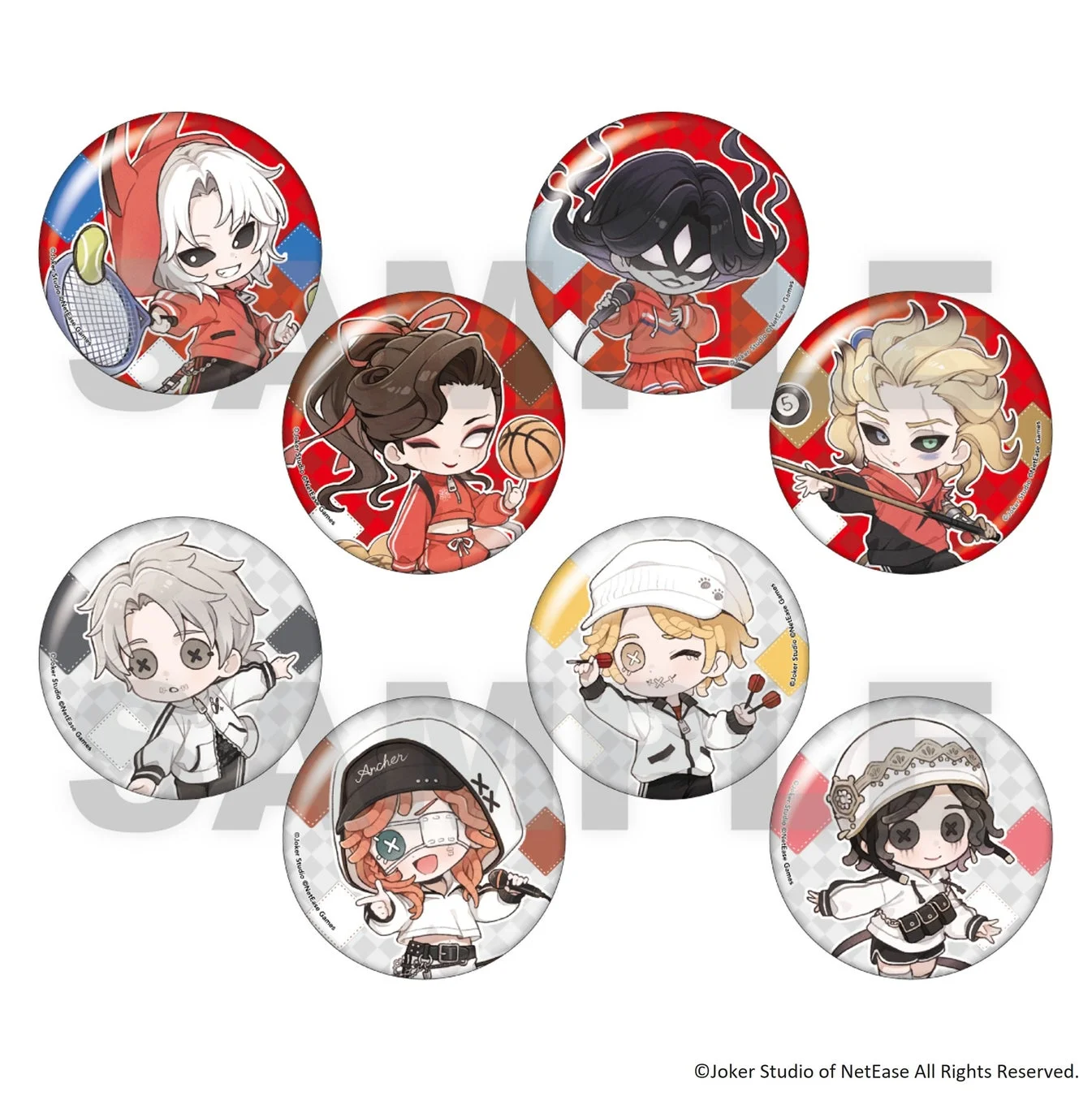 「IdentityV 第五人格」×ROUND1コラボ トレーディングホログラム缶バッジ ミニキャラver. 全8種