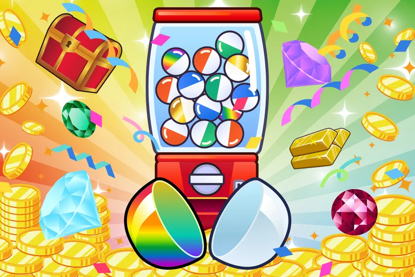 ゴルガチャアプリでワンオン成功後に回せるガチャと豪華景品のイメージ