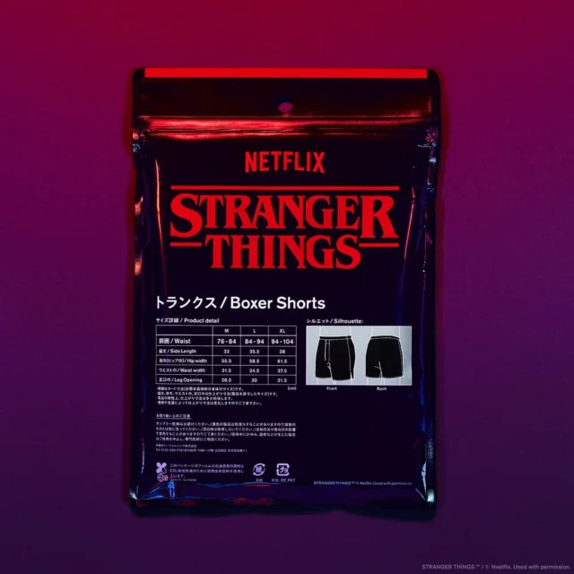 ストレンジャー・シングスデザインのトランクスパッケージ裏面