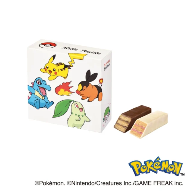 ポケモンデザインの箱に入ったユーハイムのミルフィーユ5個入