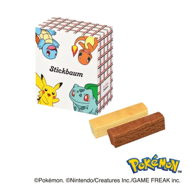 ポケモンデザインの箱に入ったユーハイムスティックバウム4個入