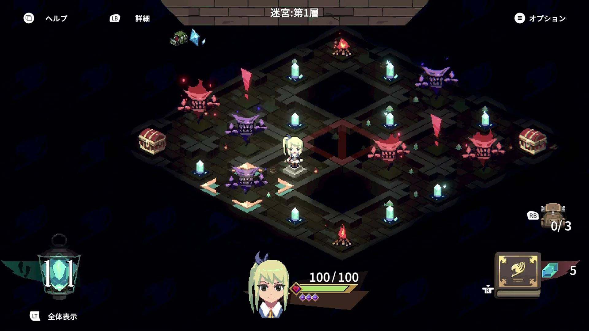 ダンジョンを探索するマップ画面