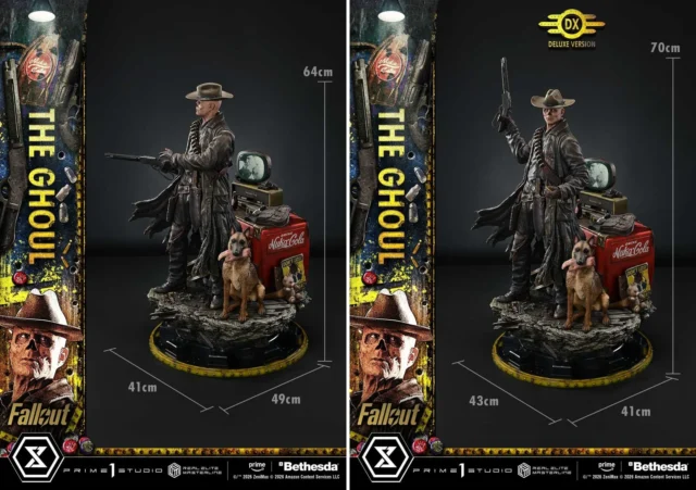 グールスタチューの全高、全幅、奥行きを示すサイズ比較図