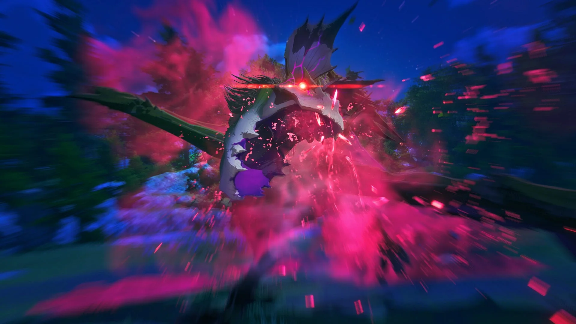 赤いエフェクトを放つ侵獣の攻撃シーン