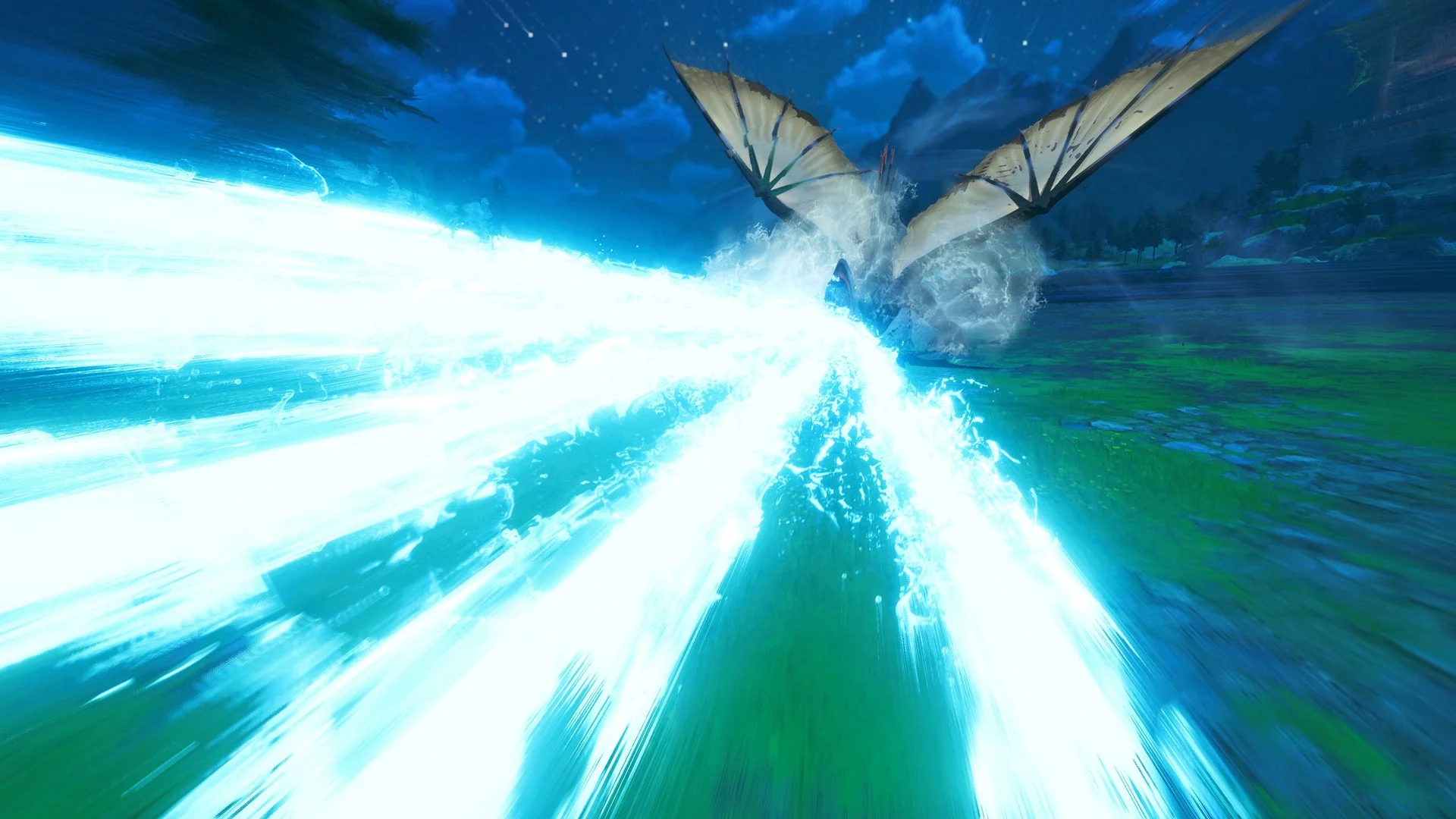 侵獣が強力なビームを放つゲーム画面