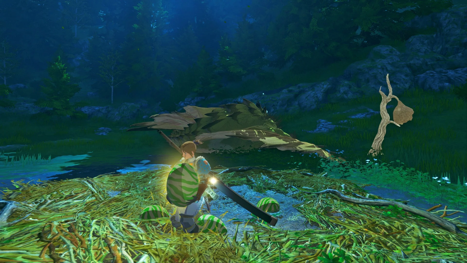 複数のタマゴが置かれた巣のゲーム画面