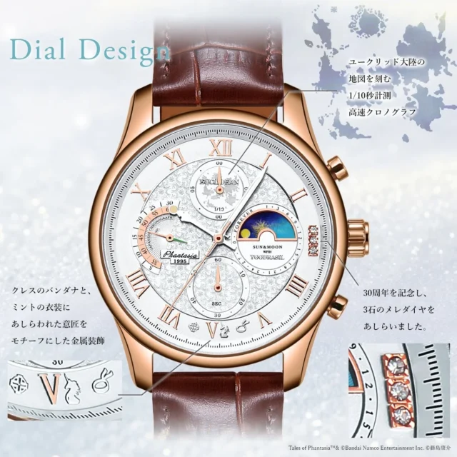 記念時計の文字盤デザイン詳細(バンダナ、杖モチーフ、メレダイヤ)