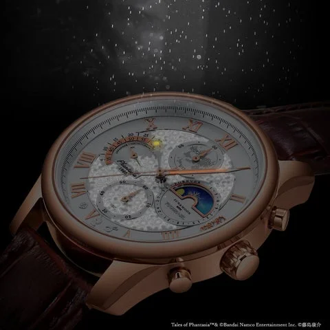 暗闇で全体が光る記念時計の様子