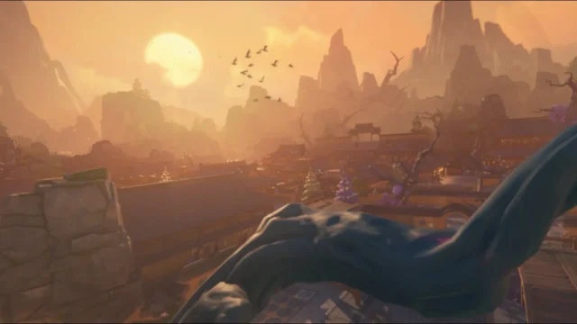 「ゼンレスゾーンゼロ」の美しい夕焼けに染まる都市風景