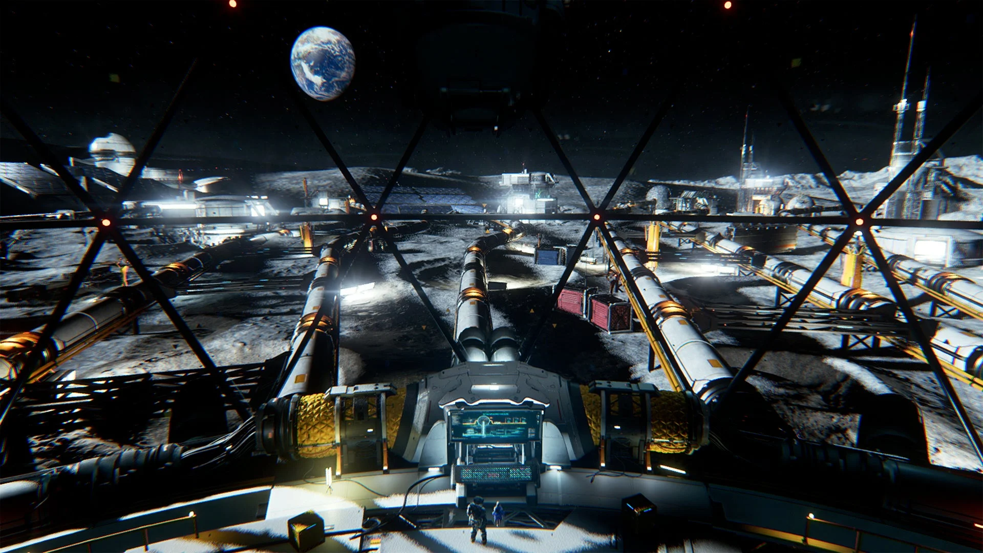 開発中のNintendo Switch 2版での月面基地と地球の遠景