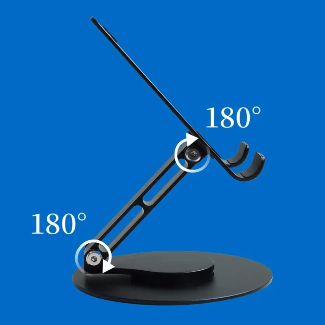 OWL-STD14スタンドの2つの関節が180度角度調整できる様子