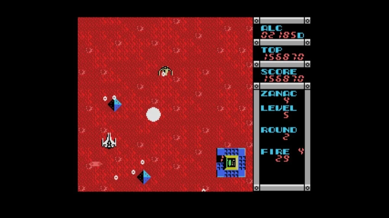 ザナックのゲーム画面、別ステージでのシューティング