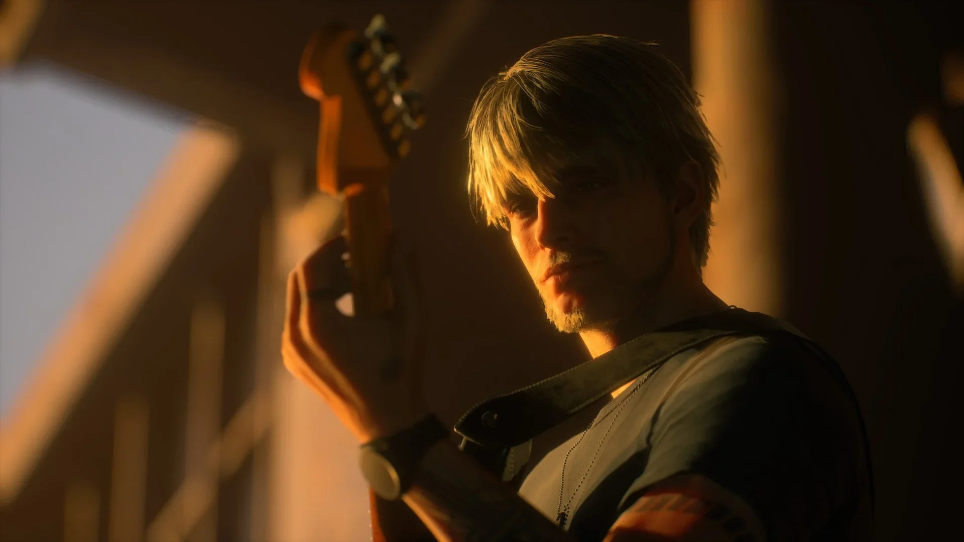 ギターを構える男性キャラクター