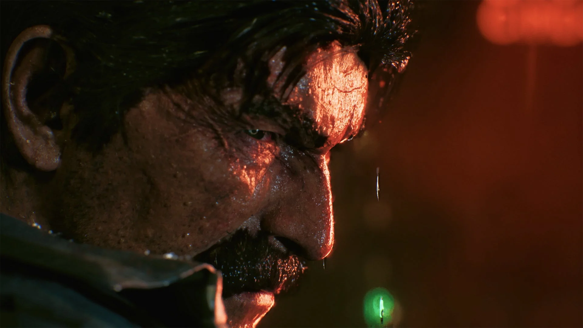 主人公グレイ・ハーカーの表情がアップで映し出されたゲーム画面