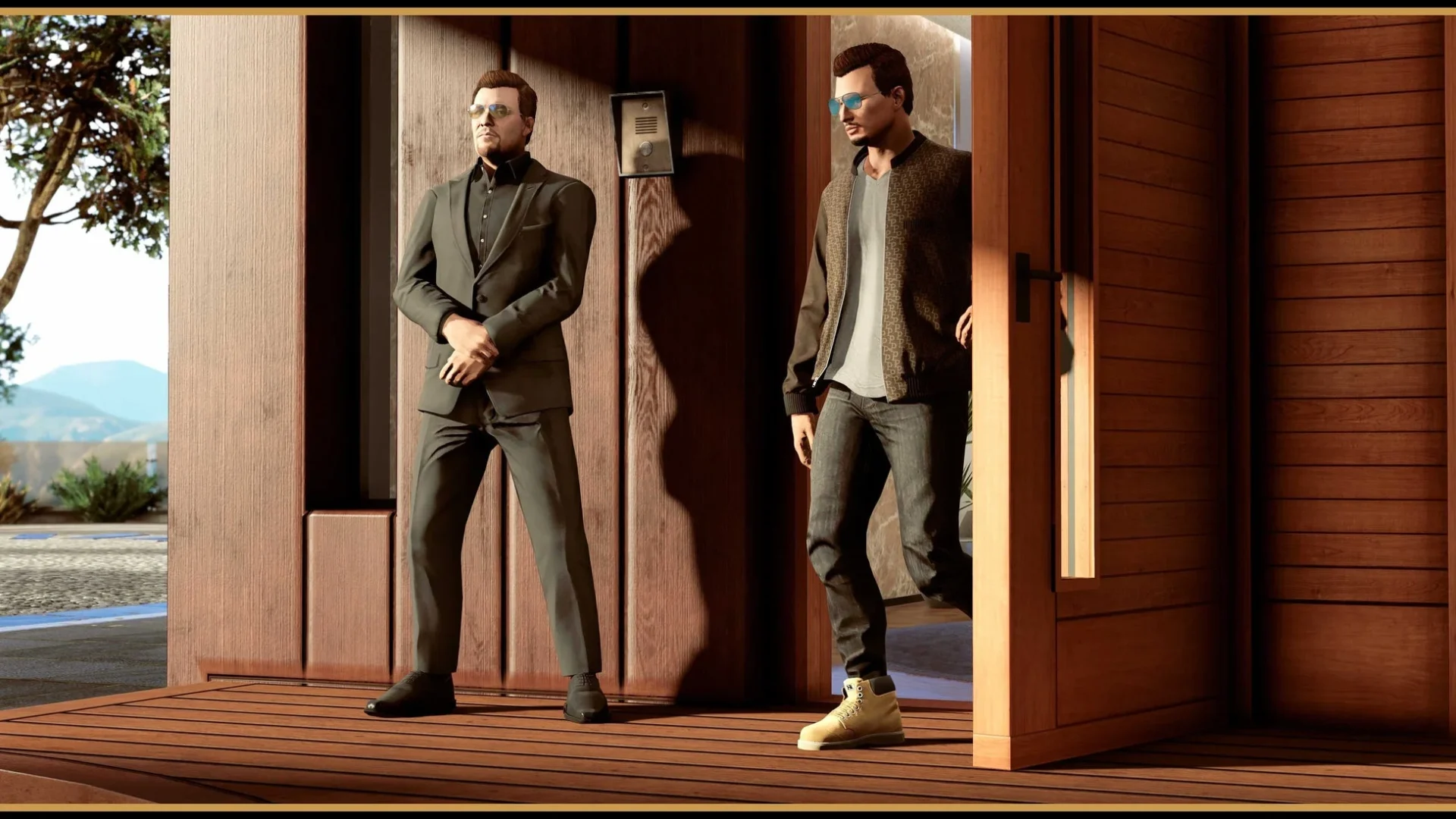 邸宅を巡回する警備チーム