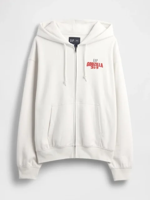 白いゴジラ ヴィンテージソフトグラフィック GAPロゴ ジップアップパーカー