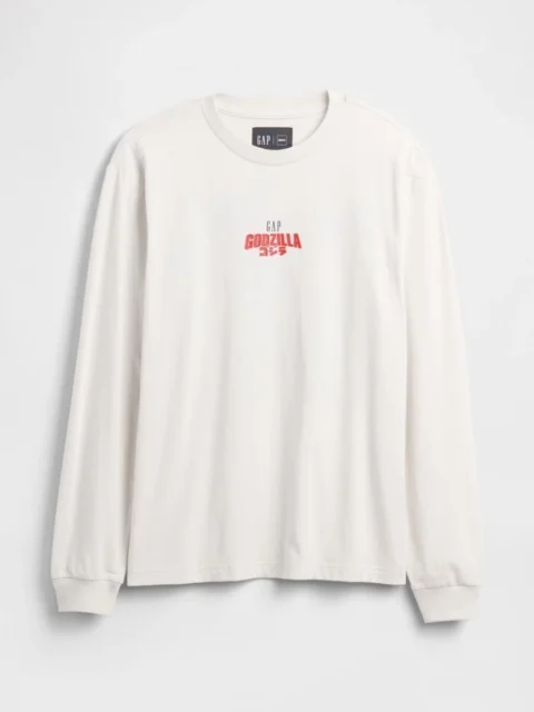 白いゴジラ グラフィック GAPロゴ Tシャツ(フロント)