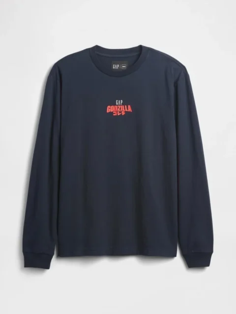 紺色のゴジラ グラフィック GAPロゴ Tシャツ(フロント)