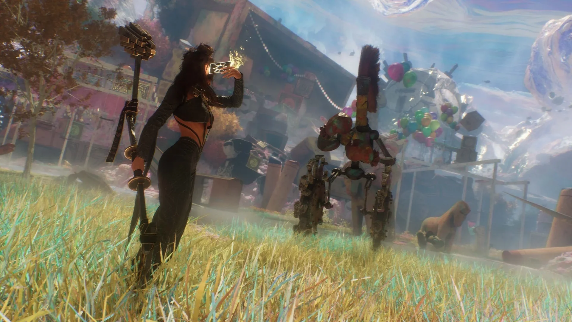 フォトモードでゲーム内の印象的な瞬間を撮影するキャラクター