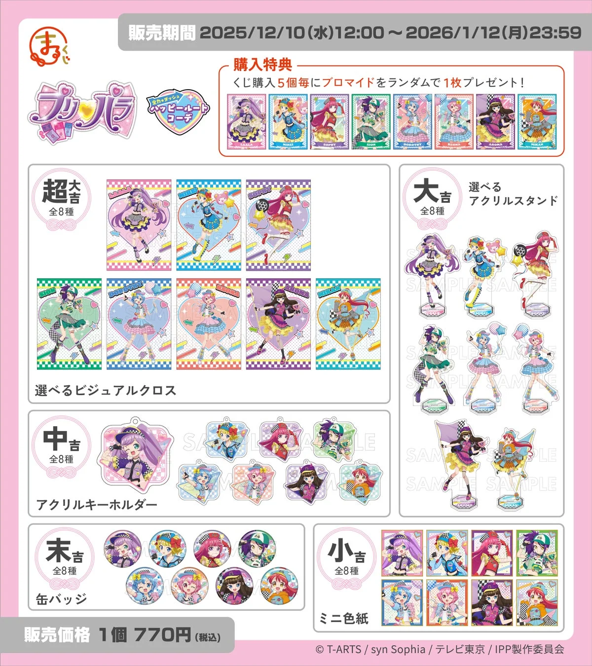 プリパラくじ【全力☆ダッシュ ハッピールートコーデ】各賞の商品ラインナップ