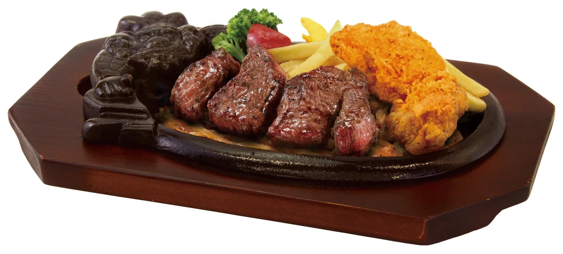 炭焼き黒毛アンガスロースカットステーキとビリチキのセット