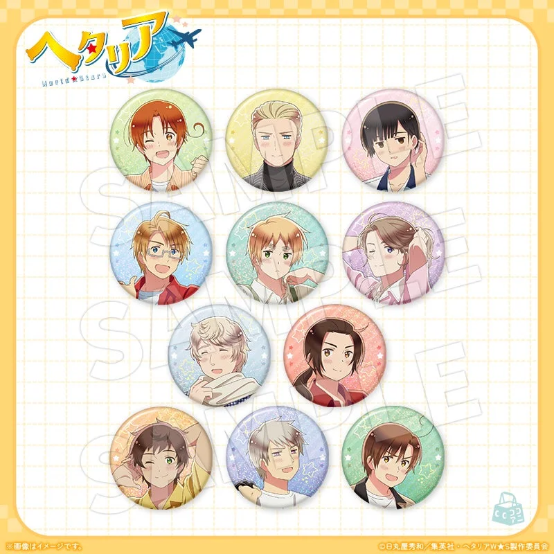 オリジナルグッズのトレーディンググリッター缶バッジ全11種