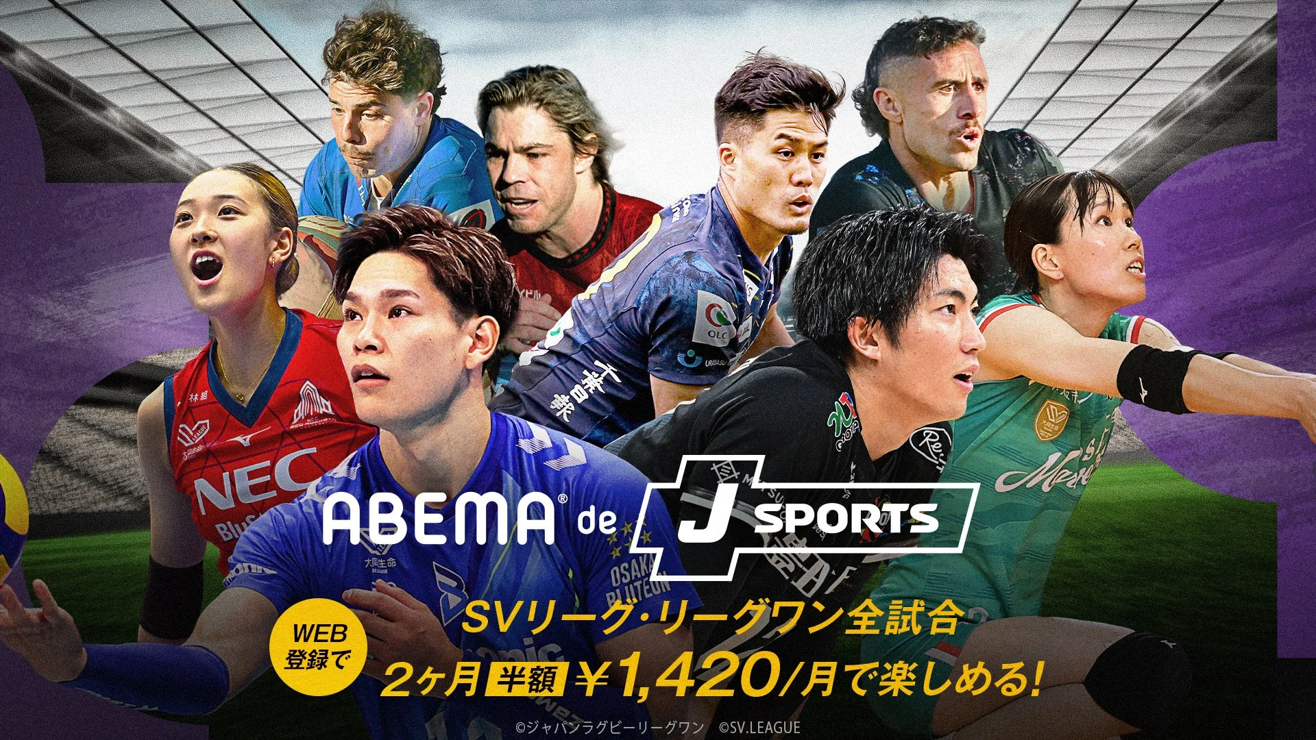 ABEMA de J SPORTSのラグビー含むスポーツ中継が2ヶ月半額になるキャンペーン告知