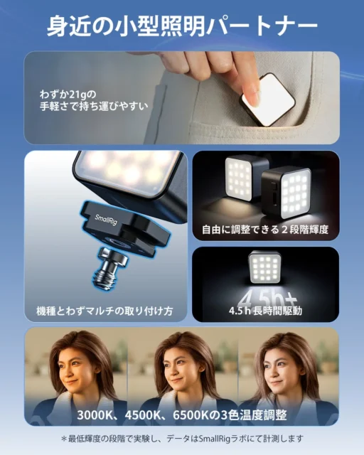 SmallRigアクションカメラLEDビデオライトの機能概要