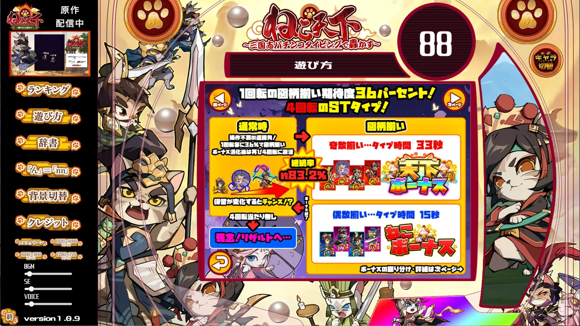 ゲームの遊び方を説明する画面、STシステムの詳細