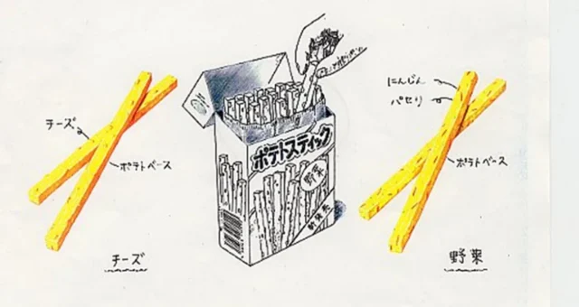 じゃがりこ開発初期の「ポテトスティック」コンセプトイラスト