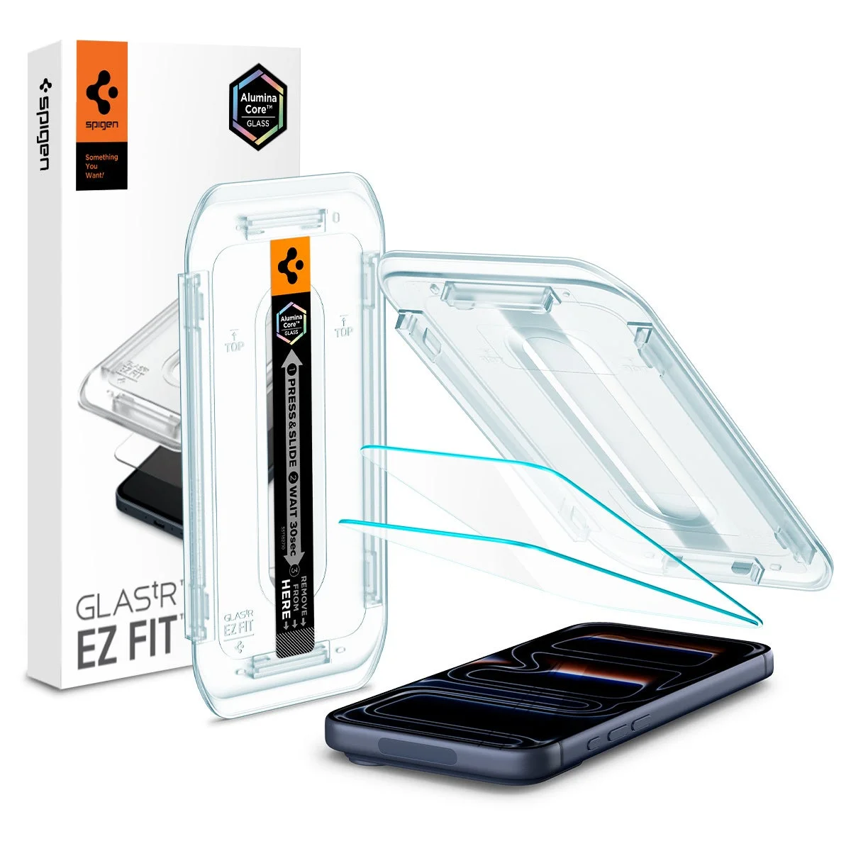 Spigen EZ Fit強化ガラスフィルムのパッケージと貼り付けガイド