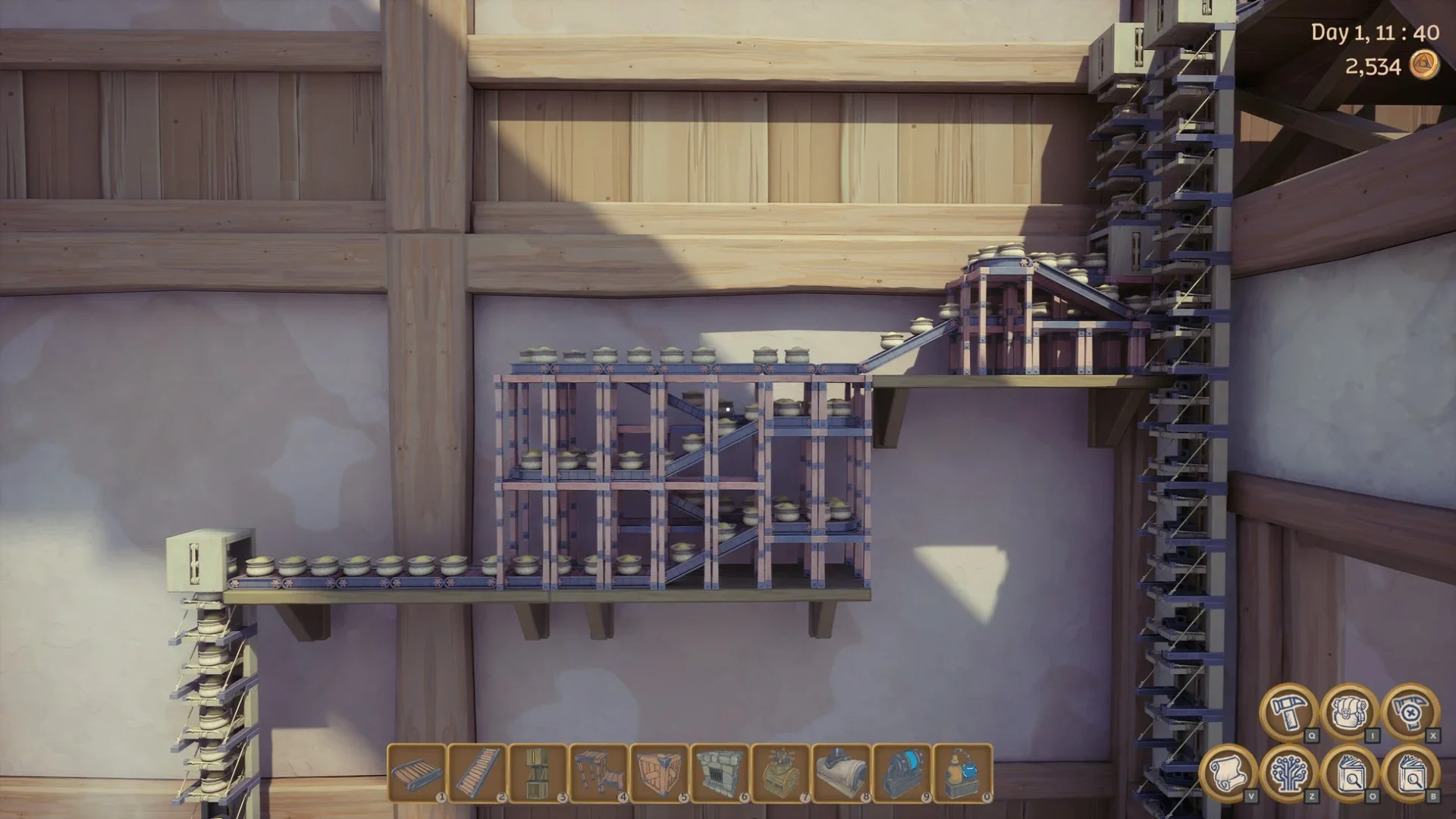 「Alchemy Factory」で構築された複雑なコンベアシステム