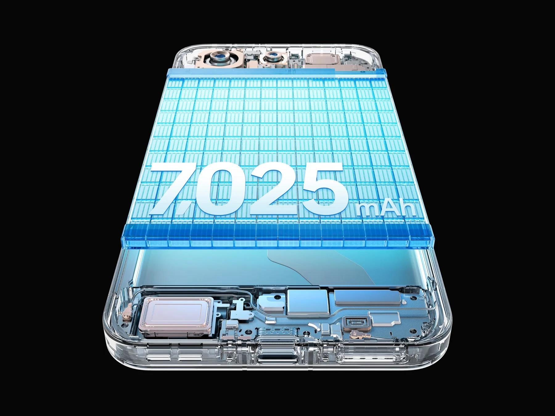 OPPO Find X9の7,025mAh大容量バッテリーの内部イメージ