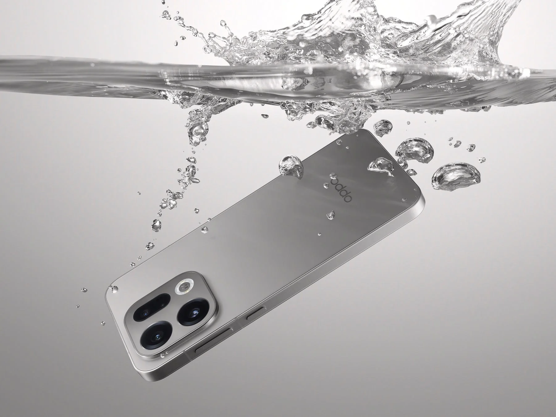 OPPO Find X9が水中に沈められ防水性能を示す様子