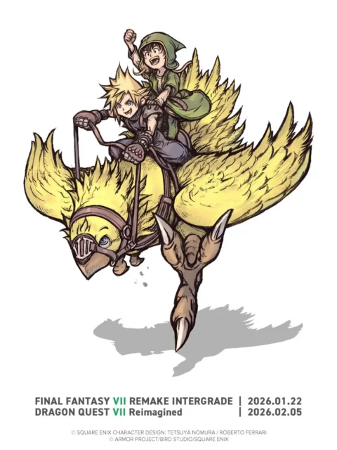 野村哲也氏によるチョコボに乗ったクラウドのコラボアート