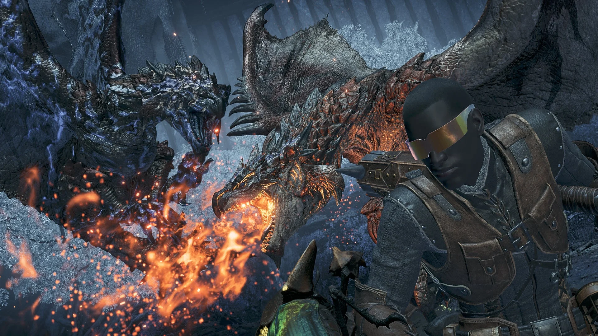 イベントクエスト「王と私は眩闇を知る」に登場するジン・ダハドとハンター