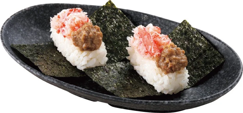 かにの甘みとみそのコクが重なり合うかにみそ手巻き寿司。