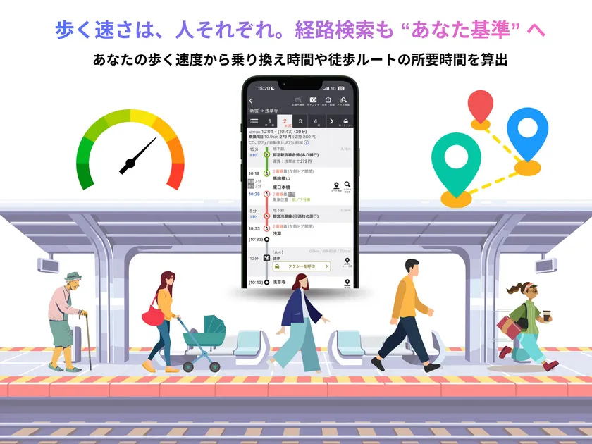 歩く速度は人それぞれ！　「乗換案内」に歩行速度パーソナライズ機能が登場