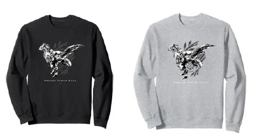 モンスターハンターワイルズの乗用動物セクレトがデザインされたトレーナー